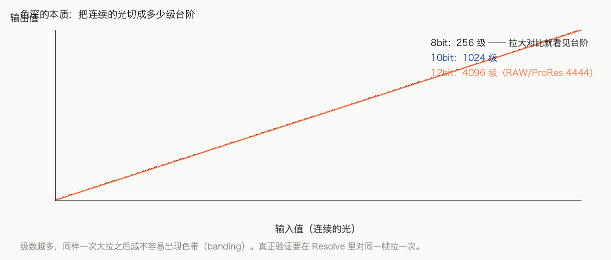 8bit / 10bit / 12bit 的量化台阶